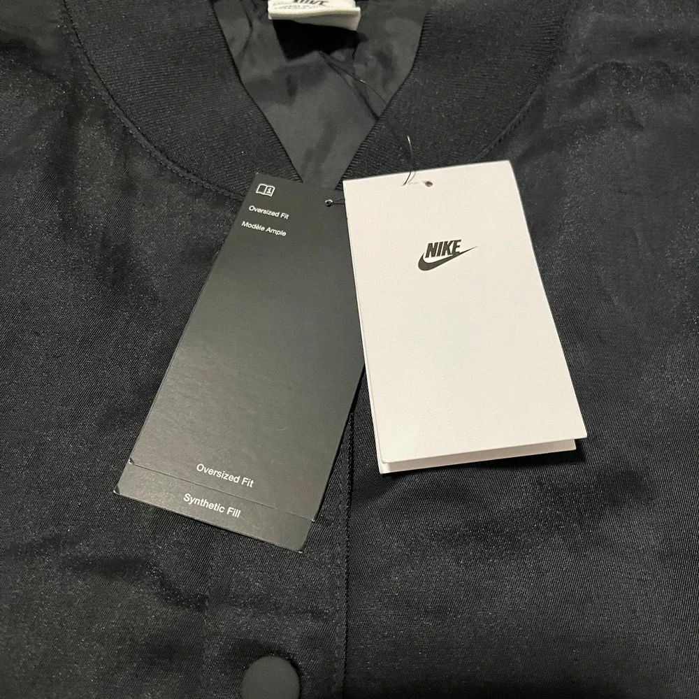 Nike Jacket Women 2XL XXL Black Sportswear Destroyer Bomber Oversized Woven - Picture 4 of 10